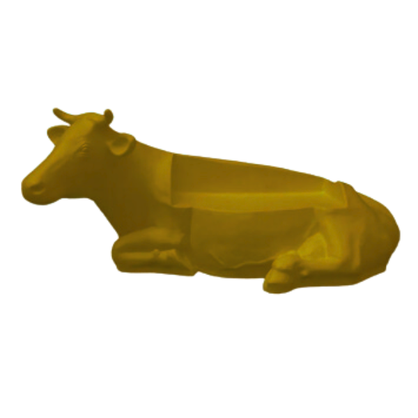 Statue Vache Banc Prestige Sculpture - 200cm - Marron