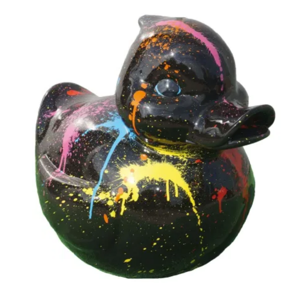 Statue Canard Animaux Resine - 45cm - Tie And Dye Noir