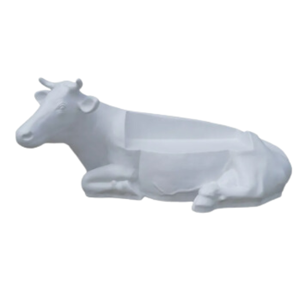 Statue Vache Banc Prestige Sculpture - 200cm - Blanc