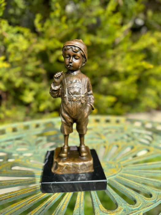 Sculpture Enfant Fumeur 20cm Bronze