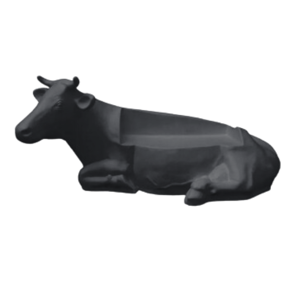 Statue Vache Banc Prestige Sculpture - 200cm - Noir