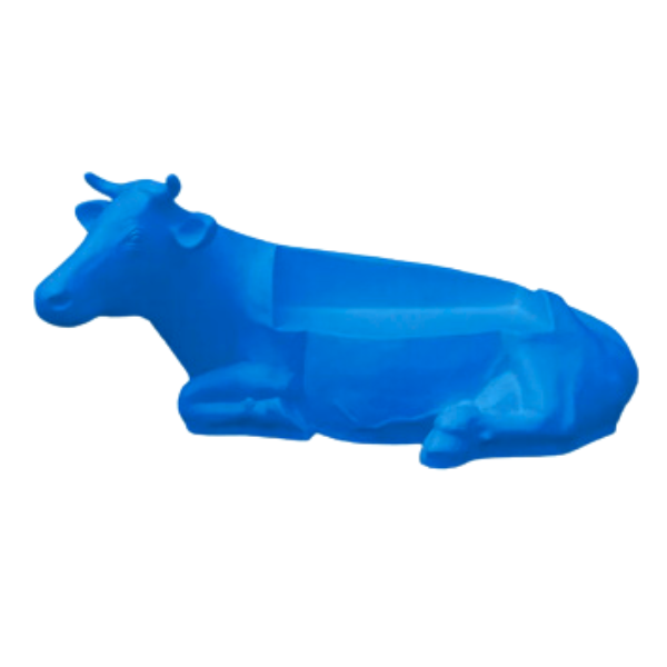 Statue Vache Banc Prestige Sculpture - 200cm - Bleu