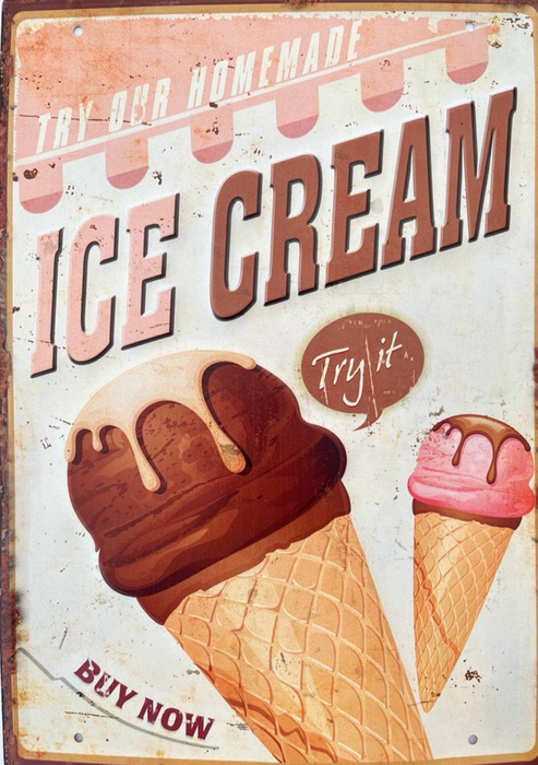 PLAQUE MÉTAL ICE CREAM 30X20 CM - PLAQUE DECORATIVE