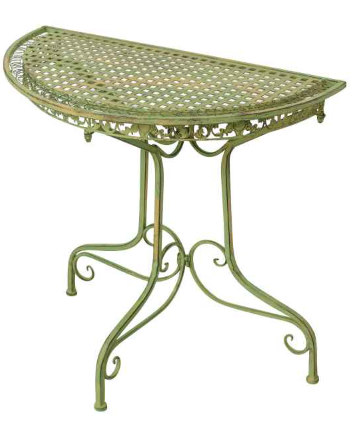 Table de balcon 80cm semi-circulaire jardin en fer meubles vert style antique