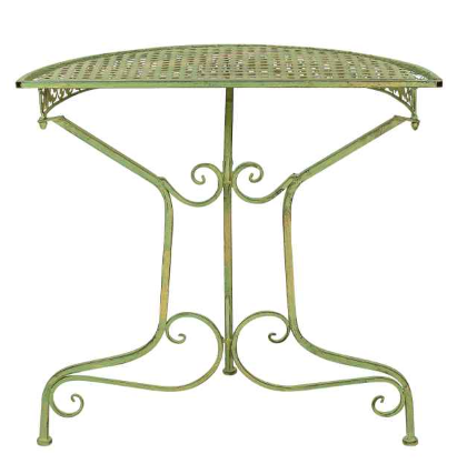 Table de balcon 80cm semi-circulaire jardin en fer meubles vert style antique