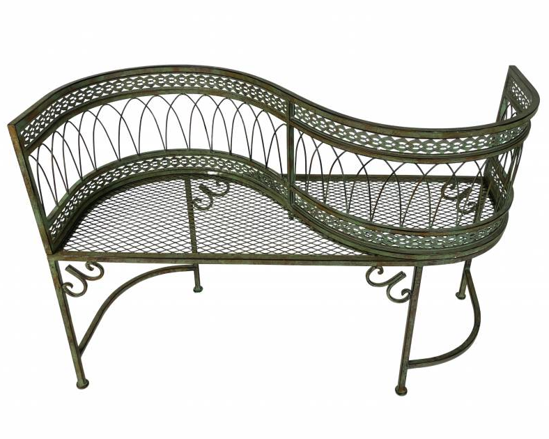 Banc de Jardin Conversation Confident Banquette en S en Métal Vert Ancien