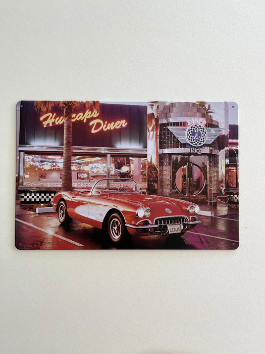 PLAQUE MÉTAL DINER CAR 30X20 CM - PLAQUE DECORATIVE