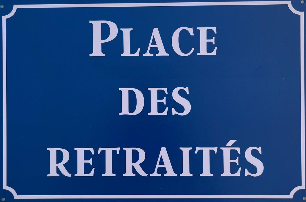 PLAQUE MÉTAL PLACE RETRAITEE 30X20 CM - PLAQUE DECORATIVE