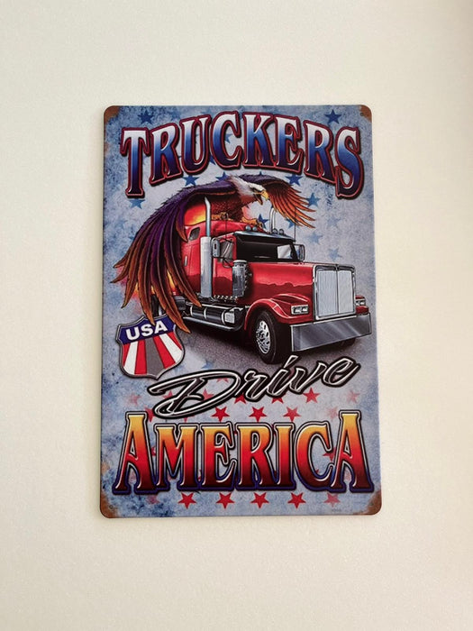 PLAQUE MÉTAL TRUCKERS 30X20 CM - PLAQUE DECORATIVE