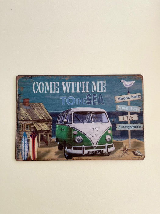 PLAQUE MÉTAL COME WITH ME 30X20 CM - PLAQUE DECORATIVE