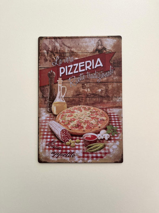 PLAQUE MÉTAL PIZZERIA 30X20 CM - PLAQUE DECORATIVE