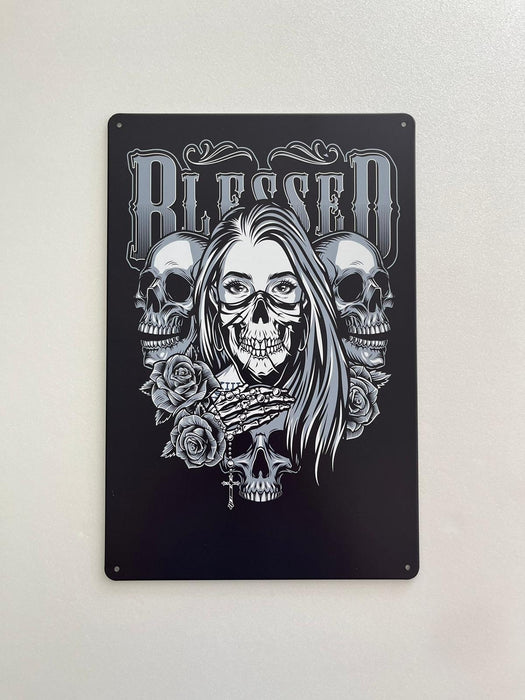 PLAQUE MÉTAL BLESSED 30X20 CM - PLAQUE DECORATIVE