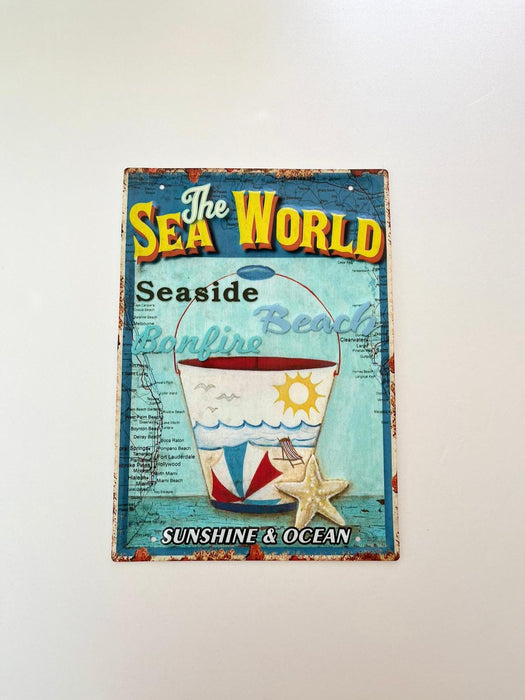 PLAQUE MÉTAL SEA WORLD 30X40 CM - PLAQUE DECORATIVE