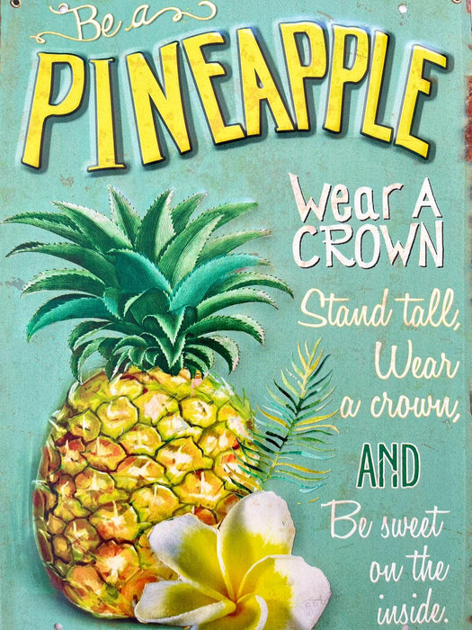 PLAQUE MÉTAL ANANAS 30X40 CM - PLAQUE DECORATIVE