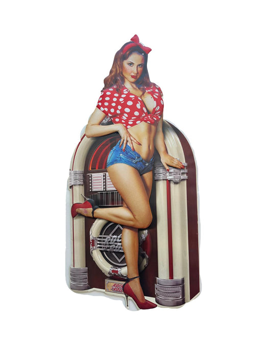 PLAQUE PIN-UP MÉTAL ROCK N ROLL 80X40 CM - PLAQUE DECORATIVE