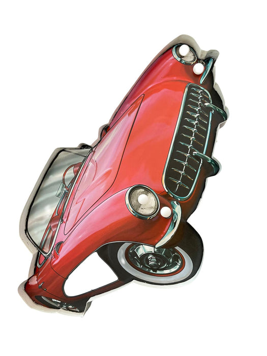 PLAQUE LED MÉTAL VOITURE ROUGE 50x35CM - PLAQUE LED DECO MURAL