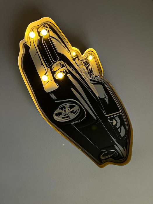 PLAQUE LED MÉTAL VOITURE NOIR 60x30CM - PLAQUE LED DECO MURAL