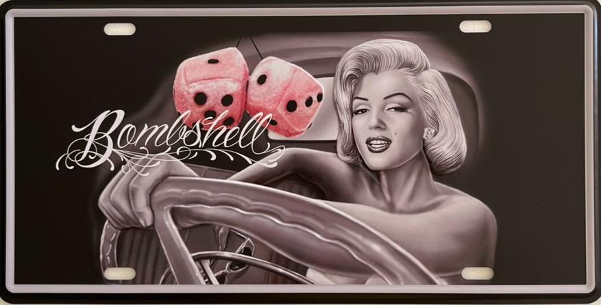 PLAQUE MÉTAL BOMBSHELL 15x30 CM - PLAQUE DECORATIVE