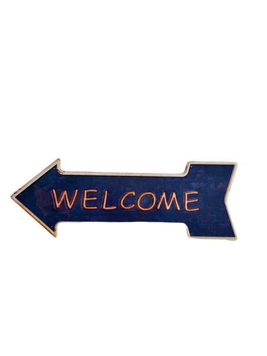 PLAQUE FLECHE MÉTAL BIENVENUE 45x15 CM - PLAQUE DECORATIVE