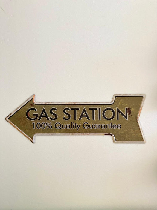 PLAQUE FLECHE MÉTAL GAS STATION 45x15 CM - PLAQUE DECORATIVE