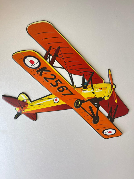 PLAQUE 3D MÉTAL AVION ORANGE 45x50CM - PLAQUE 3D DECO MURAL