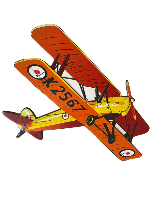 PLAQUE 3D MÉTAL AVION ORANGE 45x50CM - PLAQUE 3D DECO MURAL