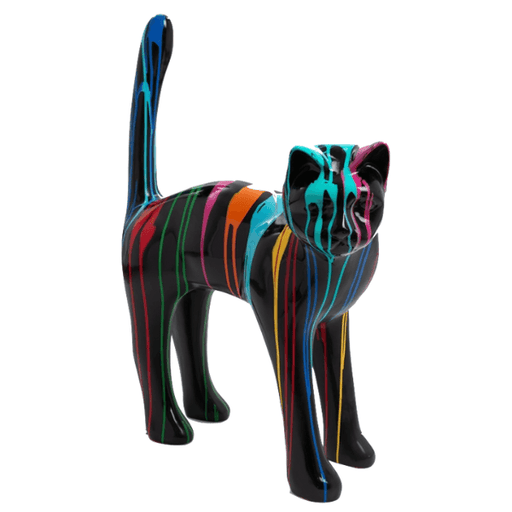 Statue Chat Animaux Resine - 105cm - Multi Coulure Noir - ANIMAUX-RESINE.FR