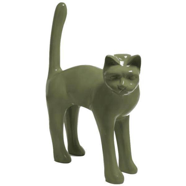 Statue Chat Animaux Resine - 105cm - Vert Kaki - ANIMAUX-RESINE.FR