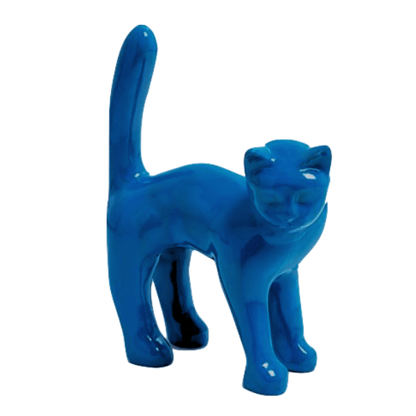 Statue Chat Animaux Resine - 35cm - Bleu Nuit - ANIMAUX-RESINE.FR