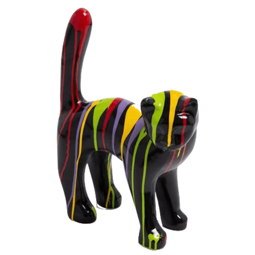 Statue Chat Animaux Resine - 35cm - Multi Coulure Noir - ANIMAUX-RESINE.FR