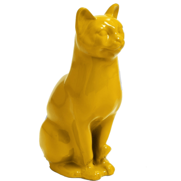 Statue Chat Animaux Resine - 40cm - Jaune - ANIMAUX-RESINE.FR