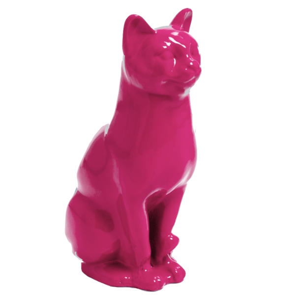 Statue Chat Animaux Resine - 40cm - Rose Fushia - ANIMAUX-RESINE.FR