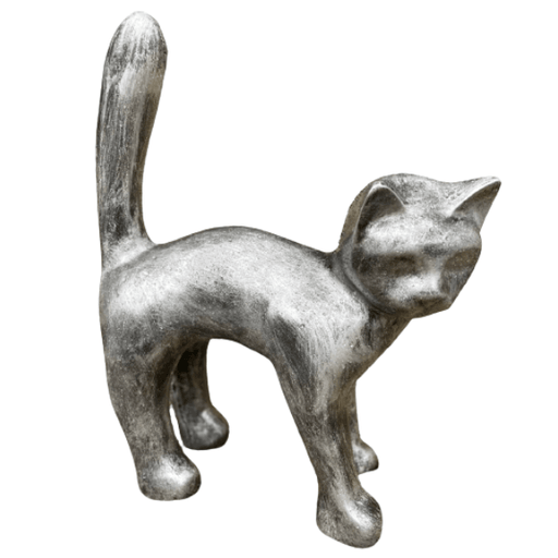 Statue Chat Animaux Resine - 45cm - Argent - ANIMAUX-RESINE.FR