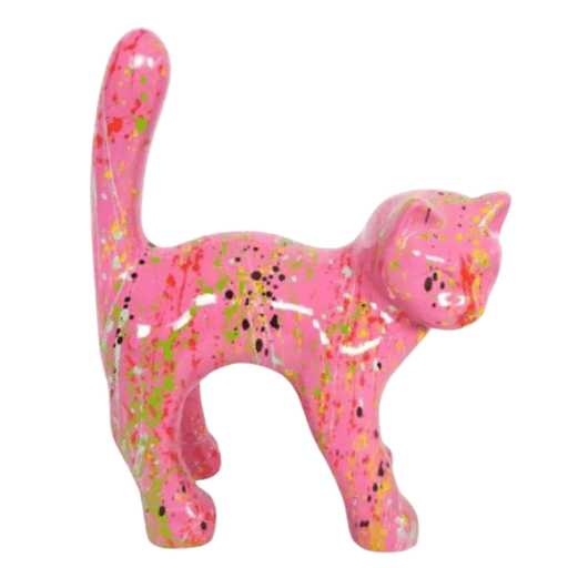 Statue Chat Animaux Resine - 45cm - Graffiti Rose - ANIMAUX-RESINE.FR