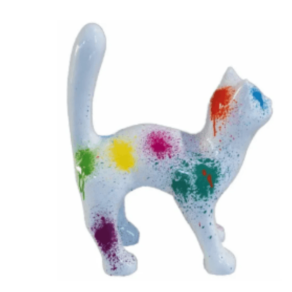 Statue Chat Animaux Resine - 45cm - Tie And Dye - ANIMAUX-RESINE.FR