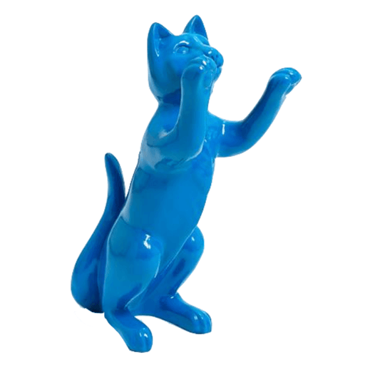 Statue Chat Animaux Resine - 55cm - Bleu - ANIMAUX-RESINE.FR