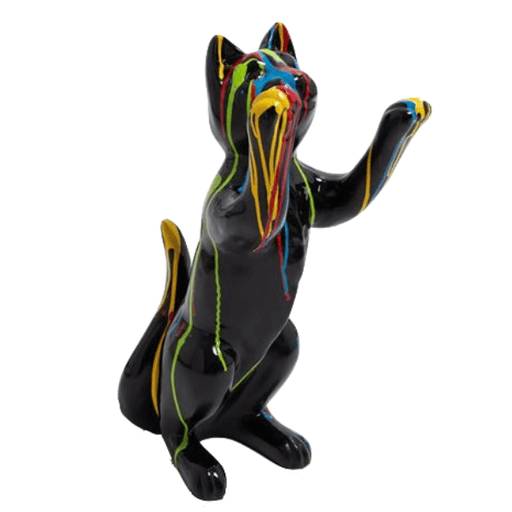 Statue Chat Animaux Resine - 55cm - Multi Coulure Noir - ANIMAUX-RESINE.FR