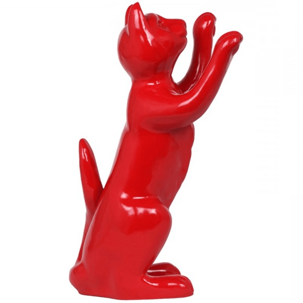 Statue Chat Animaux Resine - 55cm - Rouge - ANIMAUX-RESINE.FR