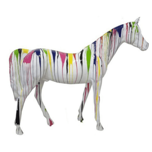 Statue Cheval Animaux Resine - 210cm - Multi Coulure Blanc - ANIMAUX-RESINE.FR