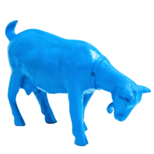 Statue Chevre Tete en Bas Animaux Resine - 60cm - Bleu Ciel - ANIMAUX-RESINE.FR