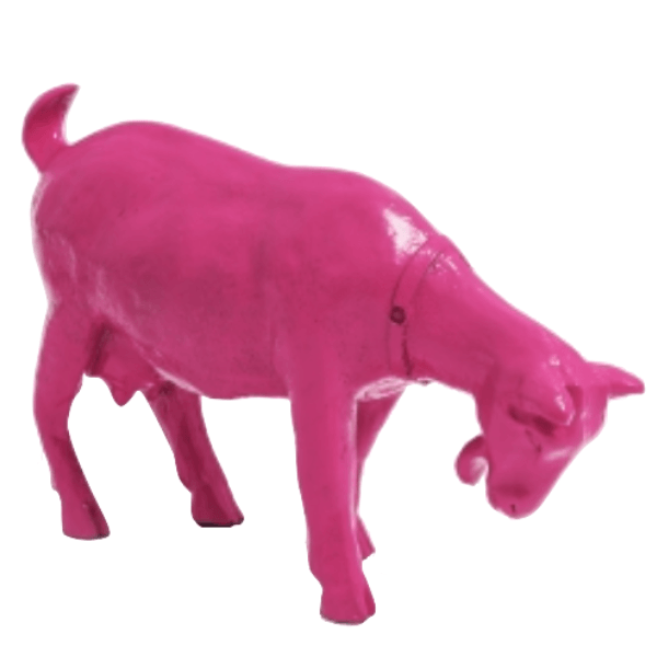 Statue Chevre Tete en Bas Animaux Resine - 60cm - Rose Fushia - ANIMAUX-RESINE.FR