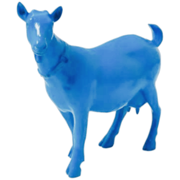 Statue Chevre Tete en Haut Animaux Resine - 60cm - Bleu Ciel - ANIMAUX-RESINE.FR