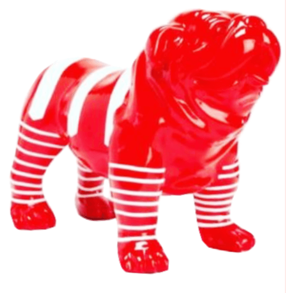 Statue Chien Bouledogue Anglais Animaux Resine - 30cm - Marin Rouge - ANIMAUX-RESINE.FR