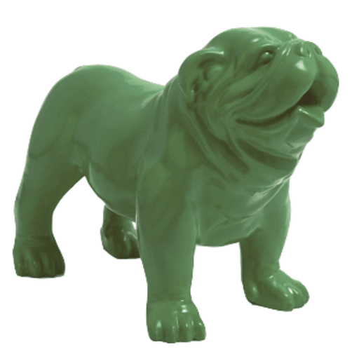 Statue Chien Bouledogue Anglais Animaux Resine - 60cm - Vert Kaki - ANIMAUX-RESINE.FR