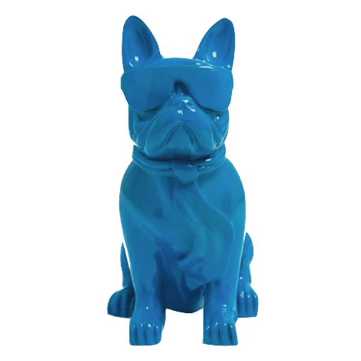 Statue Chien Bouledogue Francais Animaux Resine - 35cm - Bleu - ANIMAUX-RESINE.FR