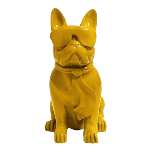 Statue Chien Bouledogue Francais Animaux Resine - 35cm - Jaune - ANIMAUX-RESINE.FR