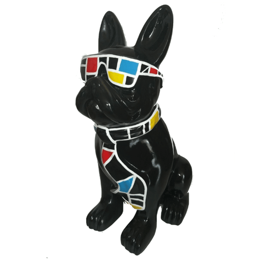 Statue Chien Bouledogue Francais Animaux Resine - 35cm - Mondrian Noir - ANIMAUX-RESINE.FR