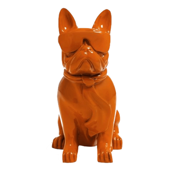 Statue Chien Bouledogue Francais Animaux Resine - 35cm - Orange - ANIMAUX-RESINE.FR