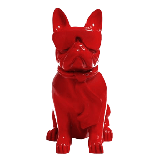 Statue Chien Bouledogue Francais Animaux Resine - 35cm - Rouge - ANIMAUX-RESINE.FR