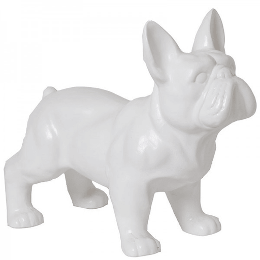 Statue Chien Bouledogue Francais Animaux Resine - 45cm - Blanc - ANIMAUX-RESINE.FR